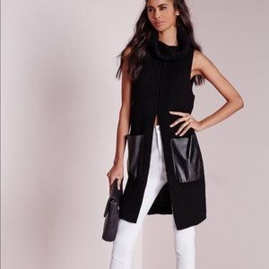Cowl neck long sleeveless sweater